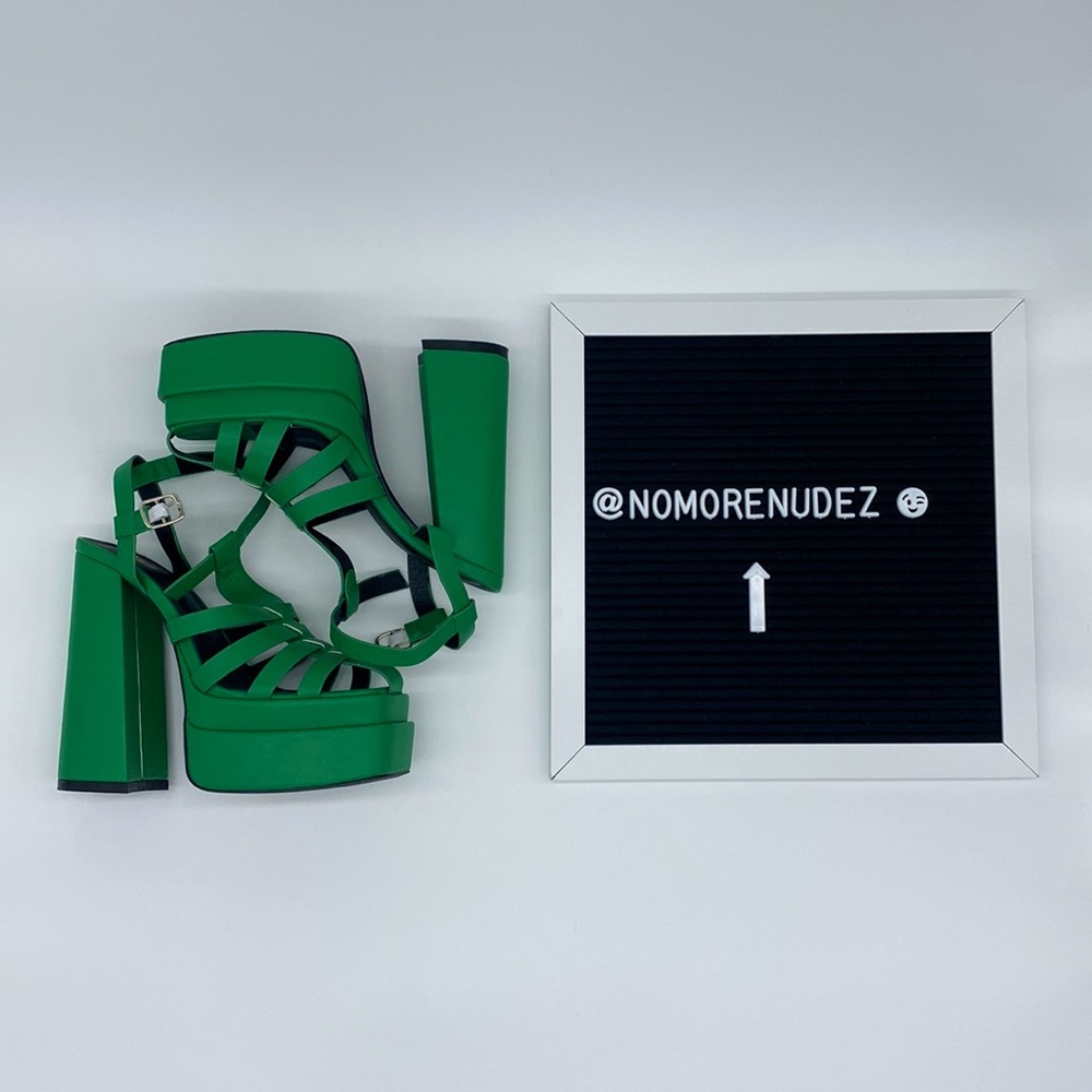 GREEN PLATFORM SANDALS